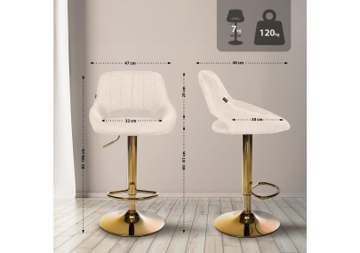 Conjunto de 2 taburetes de bar Milet en tejido G crema