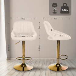 Ensemble de 2 tabourets de bar Milet en tissu G crème