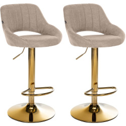 Ensemble de 2 tabourets de bar Milet en tissu G taupe