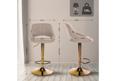 Ensemble de 2 tabourets de bar Milet en tissu G taupe