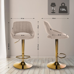 Conjunto de 2 bancos de bar Milet em tecido G taupe