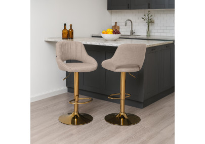 Ensemble de 2 tabourets de bar Milet en tissu G taupe