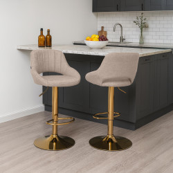 Ensemble de 2 tabourets de bar Milet en tissu G taupe