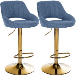 Conjunto de 2 bancos de bar Milet em tecido G azul