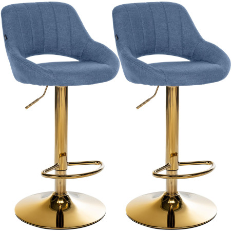 Conjunto de 2 taburetes de bar Milet en tela G azul