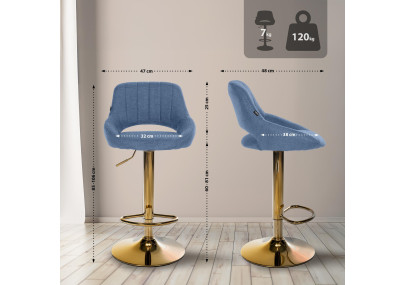 Coppia di sgabelli da bar Milet in tessuto blu G