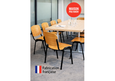 Sedia visitatore legno chiaro e metallo nero – Produzione francese – Sala d’attesa e riunioni – Villeneuve