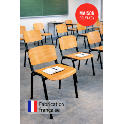 Chaise visiteur en bois clair et métal noir – Fabrication française – Pour Salle d’attente et réunion – Villeneuve