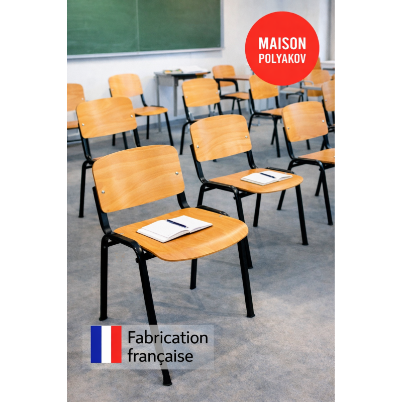 Chaise visiteur en bois clair et métal noir – Fabrication française – Pour Salle d’attente et réunion – Villeneuve