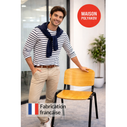 Chaise visiteur en bois clair et métal noir – Fabrication française – Pour Salle d’attente et réunion – Villeneuve