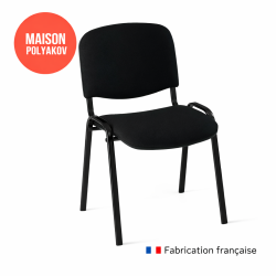 Sedia visitatore ufficio nera in tessuto imbottito – Produzione francese – Sala d’attesa, riunione e conferenza – Villeneuve