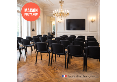 Chaise visiteur bureau noire en tissu rembourré – Fabrication française – Salle d’attente, réunion et conférence – Villeneuve