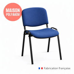 Chaise visiteur bureau bleue en tissu rembourré – Salle d’attente, réunion et conférence – Villeneuve