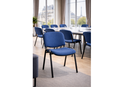 Chaise visiteur bureau bleue en tissu rembourré – Salle d’attente, réunion et conférence – Villeneuve