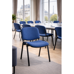 Silla de visitante para oficina azul en tela acolchada – Sala de espera, reunión y conferencia – Villeneuve