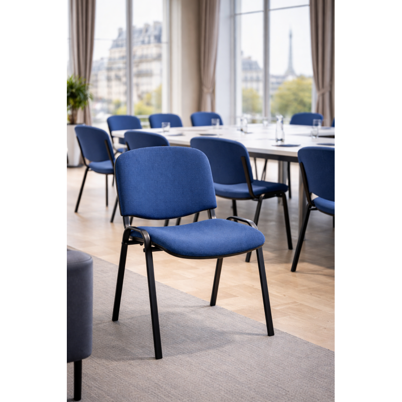 Silla de visitante para oficina azul en tela acolchada – Sala de espera, reunión y conferencia – Villeneuve