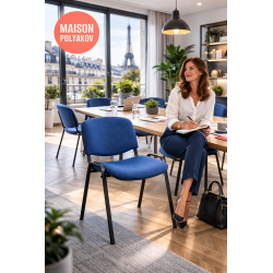 Chaise visiteur bureau bleue en tissu rembourré – Salle d’attente, réunion et conférence – Villeneuve
