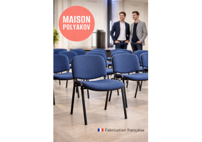 Chaise visiteur bureau bleue en tissu rembourré – Salle d’attente, réunion et conférence – Villeneuve