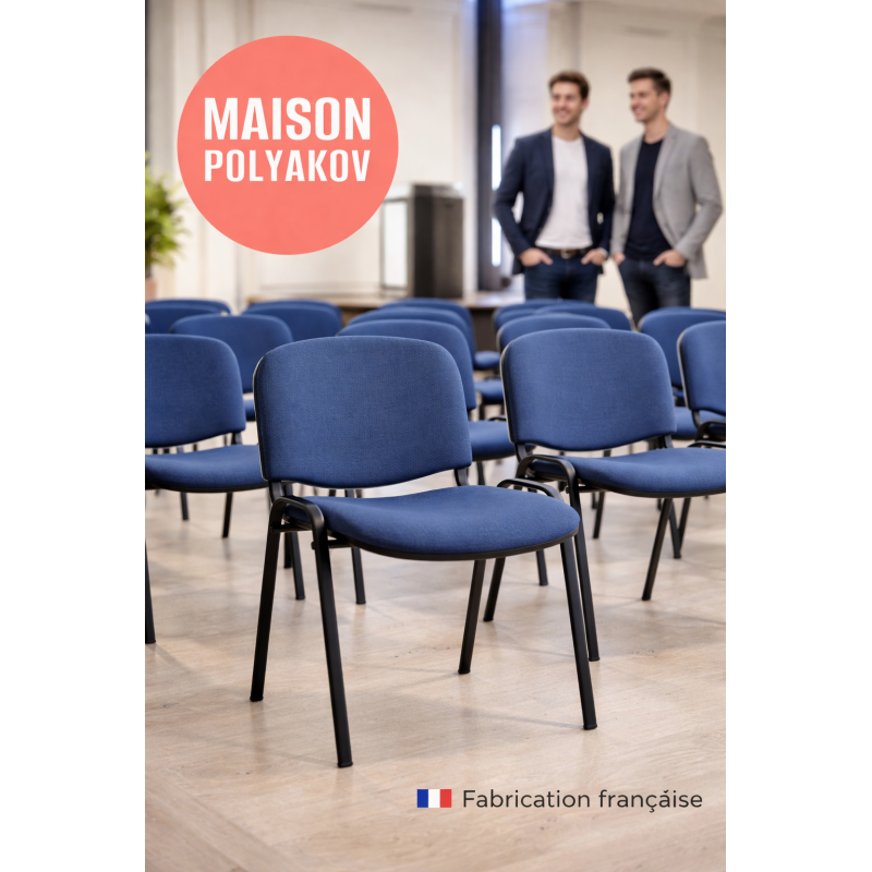 Silla de visitante para oficina azul en tela acolchada – Sala de espera, reunión y conferencia – Villeneuve