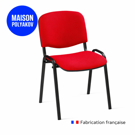 Chaise visiteur bureau rouge en tissu rembourré – Fabrication française – Salle d’attente, réunion et conférence – Villeneuve