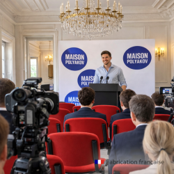 Silla de visitante para oficina roja en tela acolchada – Fabricación francesa – Sala de espera, reunión y conferencia – Villeneu
