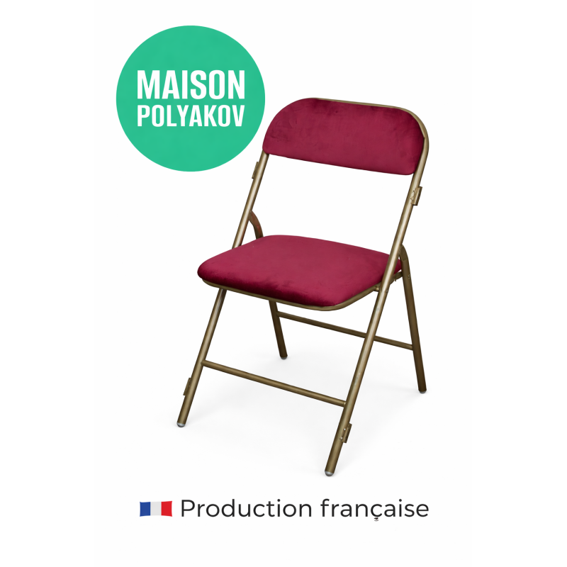 Chaise pliante Saint-Rémy velours bordeaux – Réception & Mariage – Fabrication française