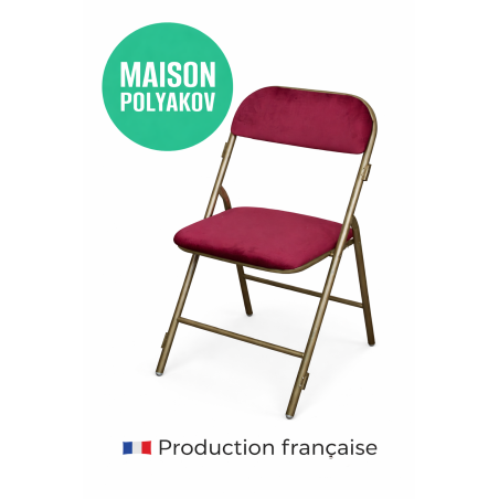 Chaise pliante Saint-Rémy velours bordeaux – Réception & Mariage – Fabrication française