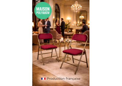 Silla plegable Saint-Rémy terciopelo burdeos – Recepción y Boda – Fabricación francesa