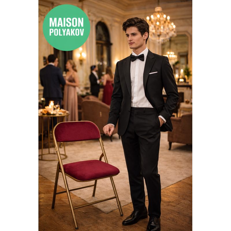 Chaise pliante Saint-Rémy velours bordeaux – Réception & Mariage – Fabrication française