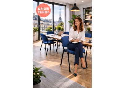 Chaise visiteur bureau bleue en tissu rembourré – Salle d’attente, réunion et conférence – Villeneuve