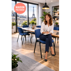 Chaise visiteur bureau bleue en tissu rembourré – Salle d’attente, réunion et conférence – Villeneuve