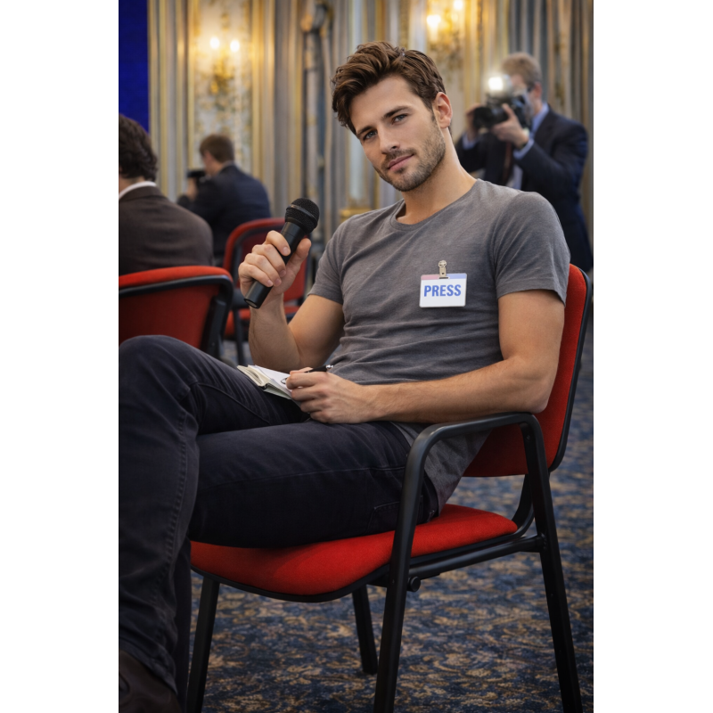 Silla de visitante para oficina roja en tela acolchada – Fabricación francesa – Sala de espera, reunión y conferencia – Villeneu