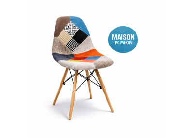 Sedia Eiffel Patchwork Multicolore – Seduta Imbottita, Gambe in Legno Massello e Stile Bohémien Chic