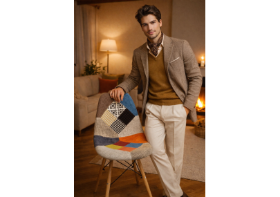 Chaise Eiffel Patchwork Multicolore – Assise Rembourrée, Bois Massif & Style Bohème Chic