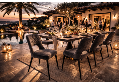 Silla Bruselas Capitoneada Taupe – Patas de Metal Negro