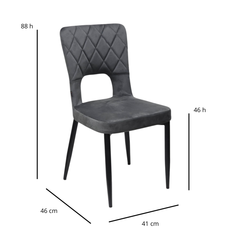 Silla Bruselas Capitoneada Taupe – Patas de Metal Negro