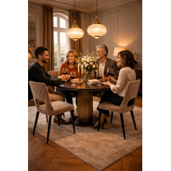 Sedia Bruxelles in Velluto Beige Sabbia Trapuntata – Gambe in Metallo Nero