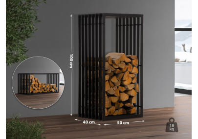 Râtelier à bûches Irving 40x50x100 noir mat