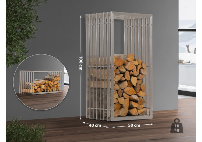 Râtelier à bûches Irving 40x50x100 en acier inoxydable