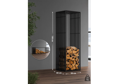 Range-bûches Irving 40x50x150 noir mat