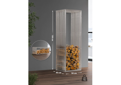 Râtelier à bûches Irving 40x50x150 en acier inoxydable