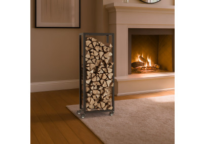 Range-bûches Hilta 25x40x100 cm noir