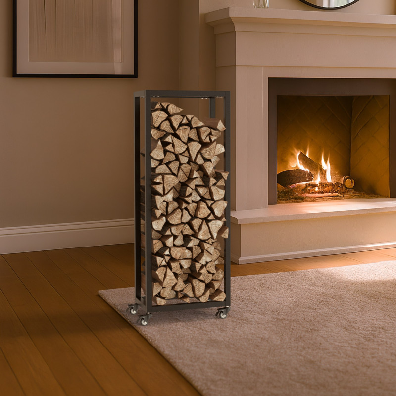 Range-bûches Hilta 25x40x100 cm noir