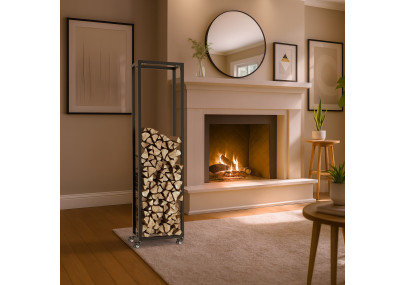 Range-bûches Hilta 25x40x150 cm noir