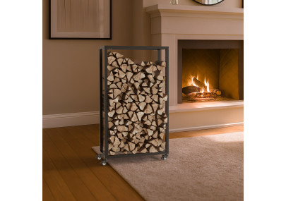 Range-bûches Hilta 25x60x100 cm noir