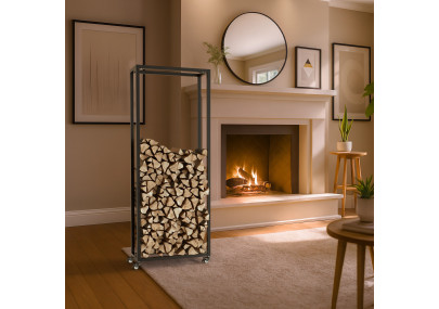 Range-bûches Hilta 25x60x150 cm noir