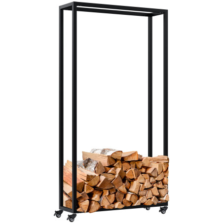 Range-bûches Hilta 25x80x150 cm noir