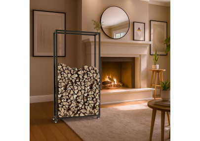 Range-bûches Hilta 25x80x150 cm noir