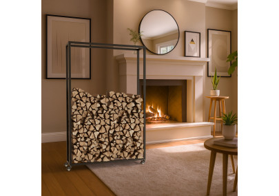 Range-bûches Hilta 25x100x150 cm noir