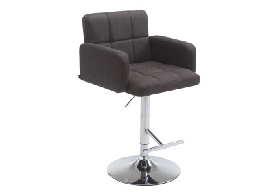 Sgabello Los Angeles in tessuto grigio scuro,cromo